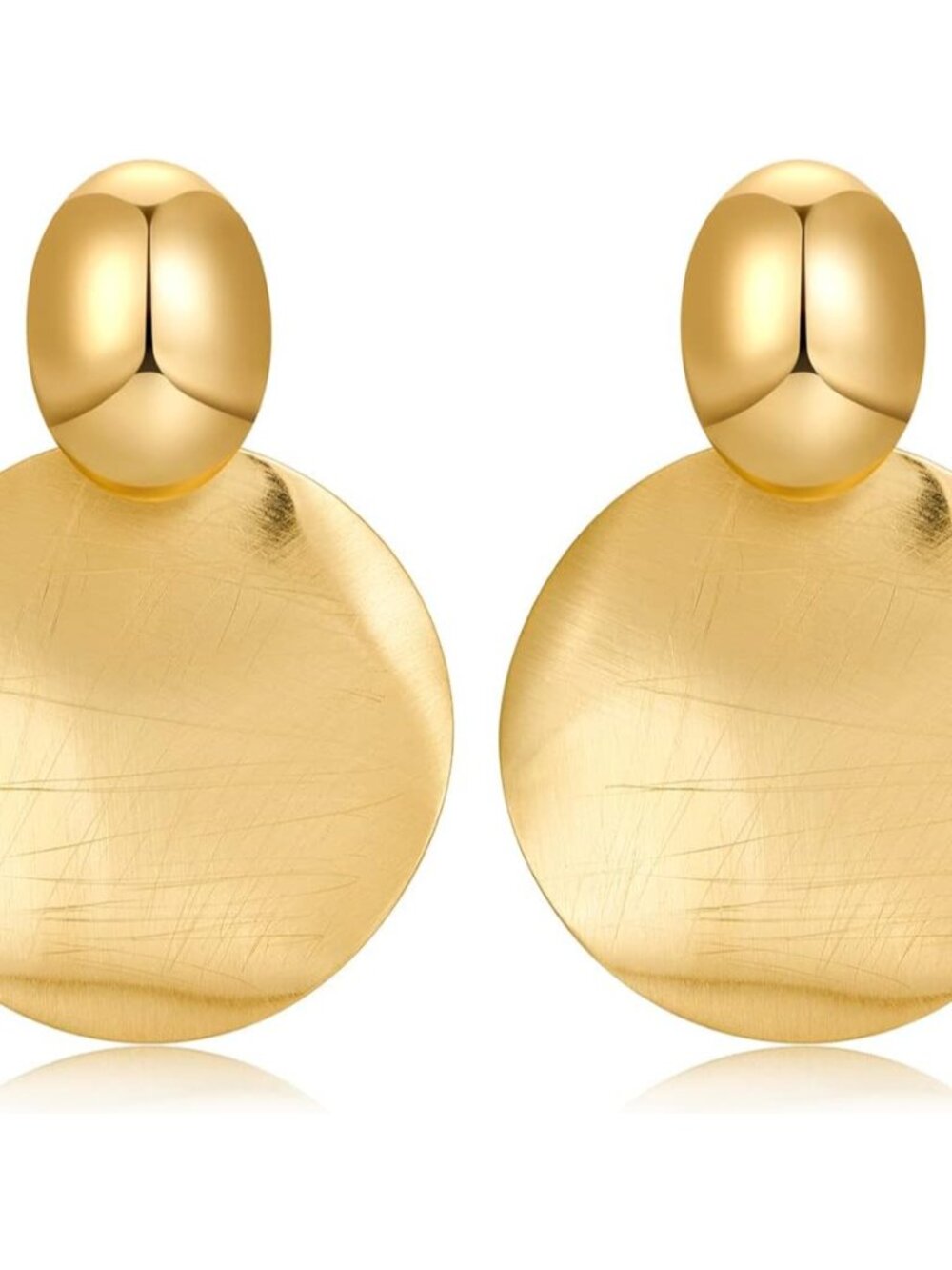 Big Disc Drop Dangle Earrings Statement Hammered Women Earrings